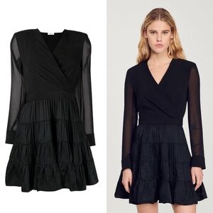 Sandro mesh sleeve tiered mini dress FINAL PRICE NO OFFERS